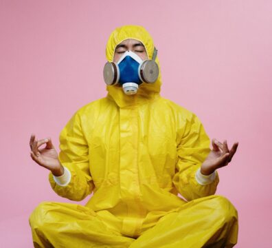 man in yellow protective suit